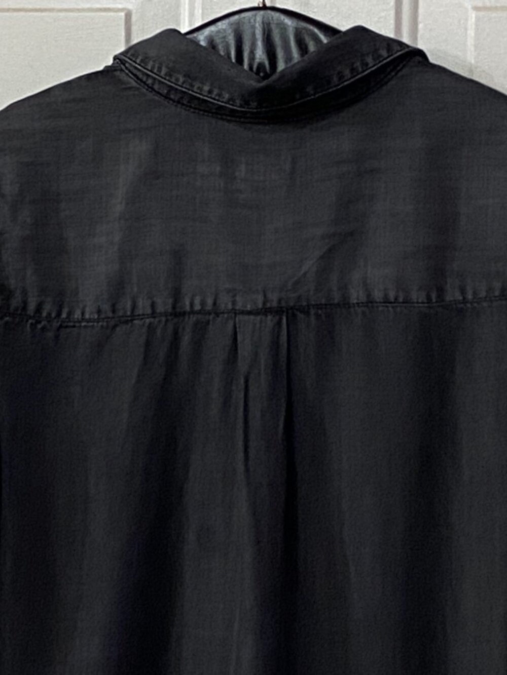 Chicos Tunic Popover Sz 2 (L) Long Sleeve Charcoal Gray Denim Tencel Side Button - Picture 6 of 9